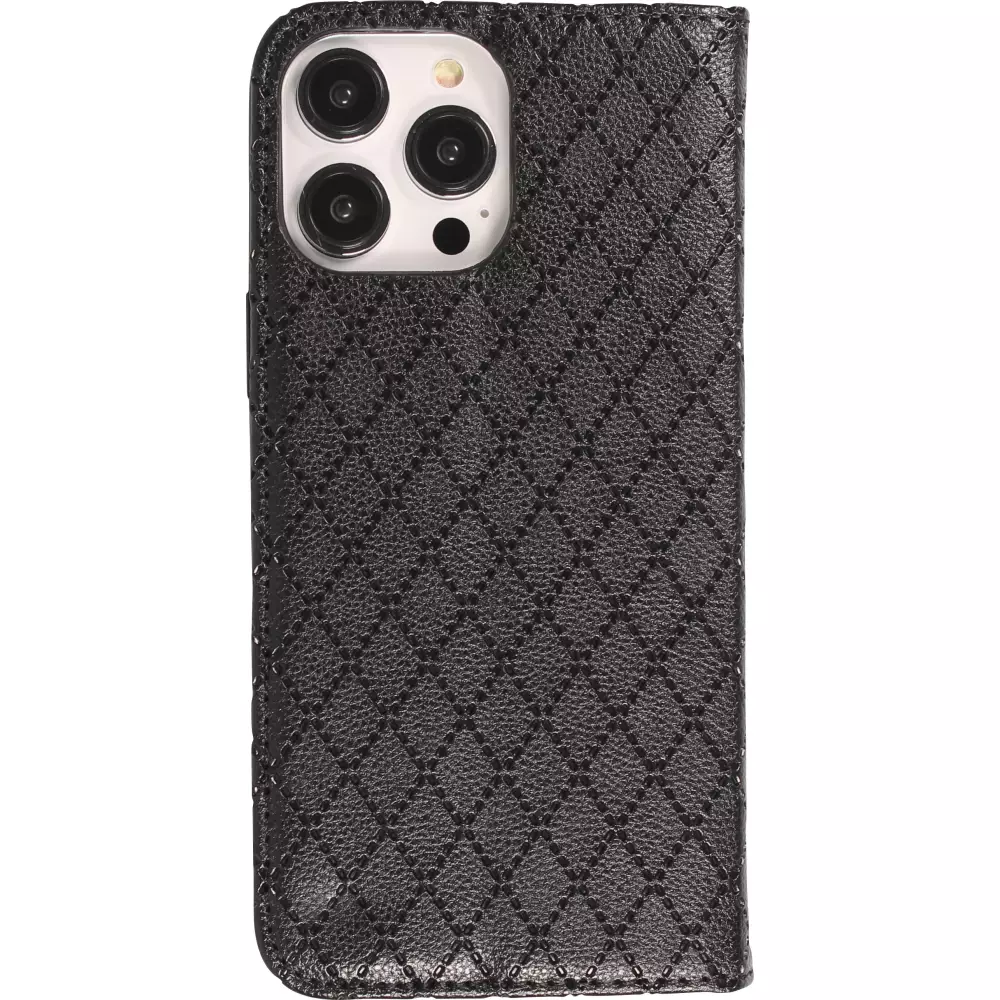 iPhone 14 Pro Leder Tasche - Flip Wallet prestige Design - Schwarz