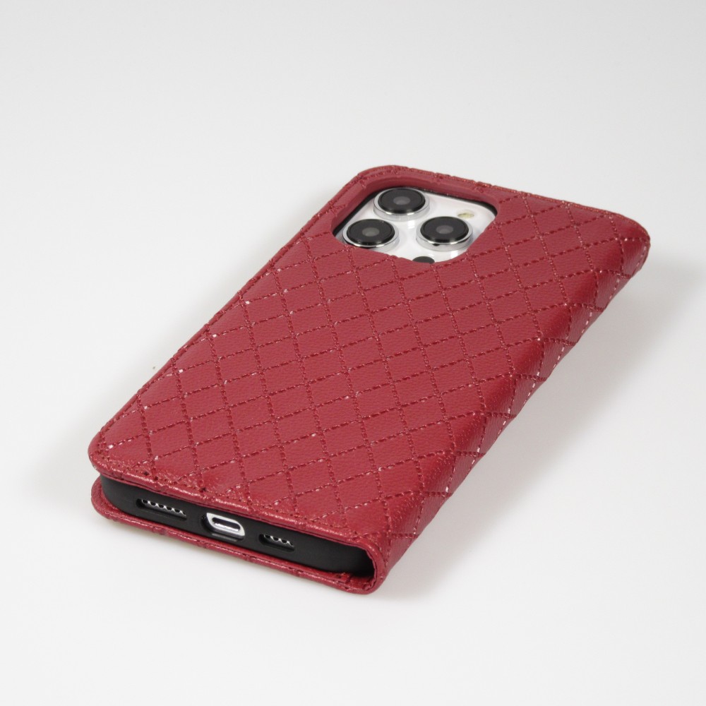 Etui cuir iPhone 14 Pro Max - Flip Wallet design prestige - Rouge