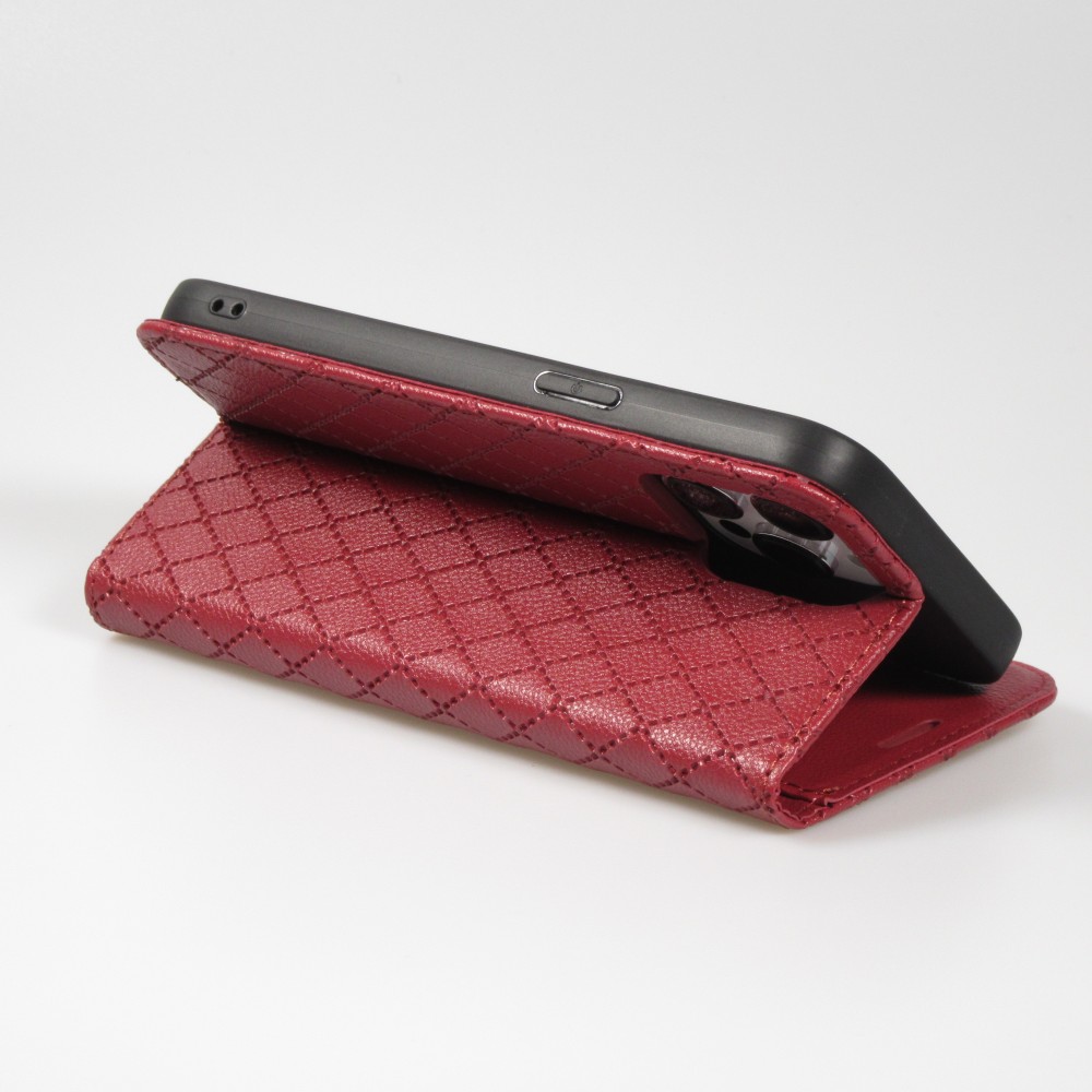 iPhone 14 Pro Max Leder Tasche - Flip Wallet prestige Design - Rot