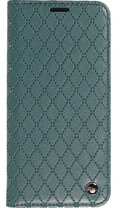 Etui cuir iPhone 14 Pro - Flip Wallet design prestige - Vert