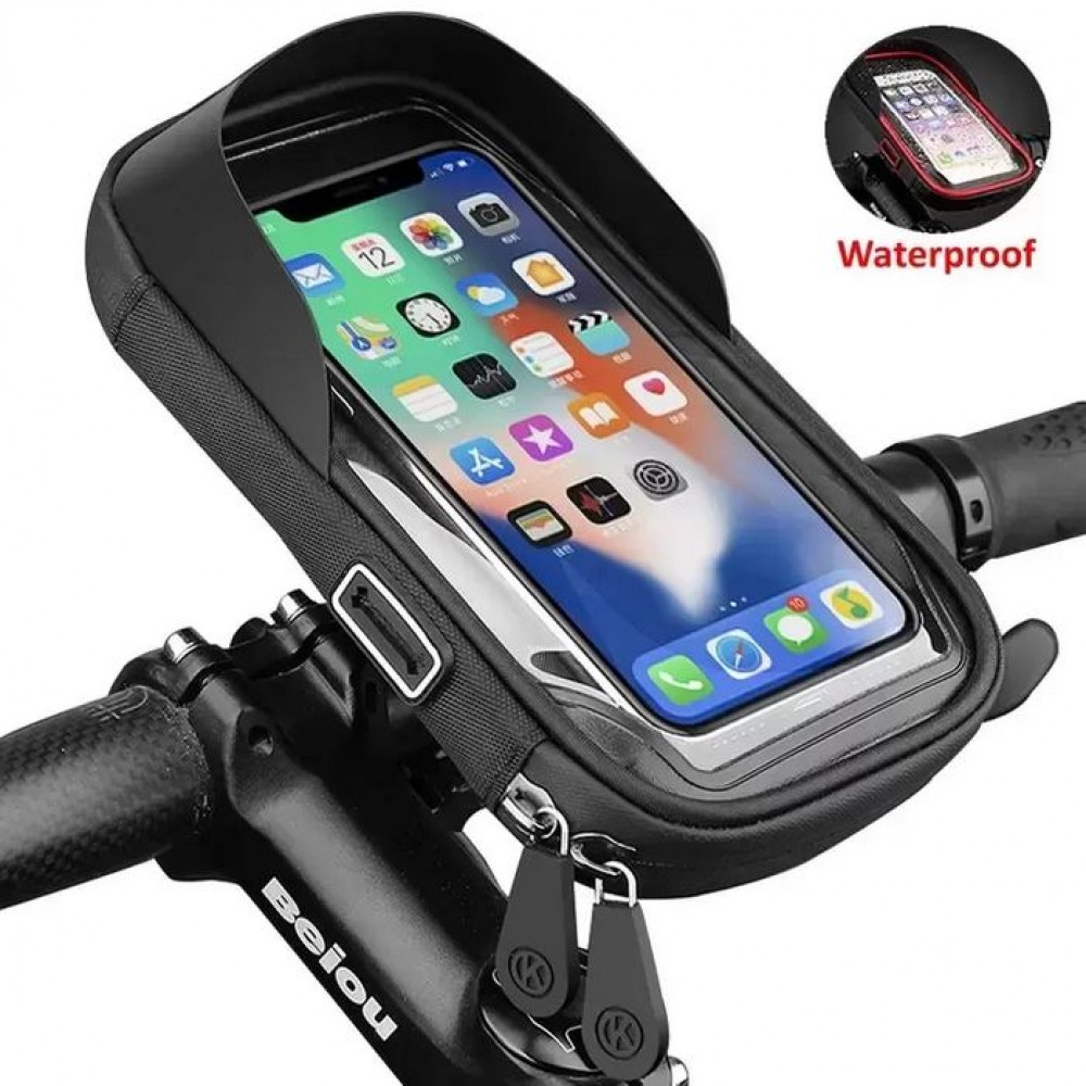 Etui étanche pour smartphone jusqu'à 6,4 pouces pour guidon de vélo & moto  - Noir - Acheter sur PhoneLook