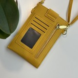 Etui universel élégant pour smartphone jusqu'à 6,7 pouces en similicuir avec portefeuille - Jaune