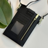 Elegantes umhänge Etui universel für Smartphone bis 6.7 Zoll aus Kunstleder mit Brieftasche - Schwarz