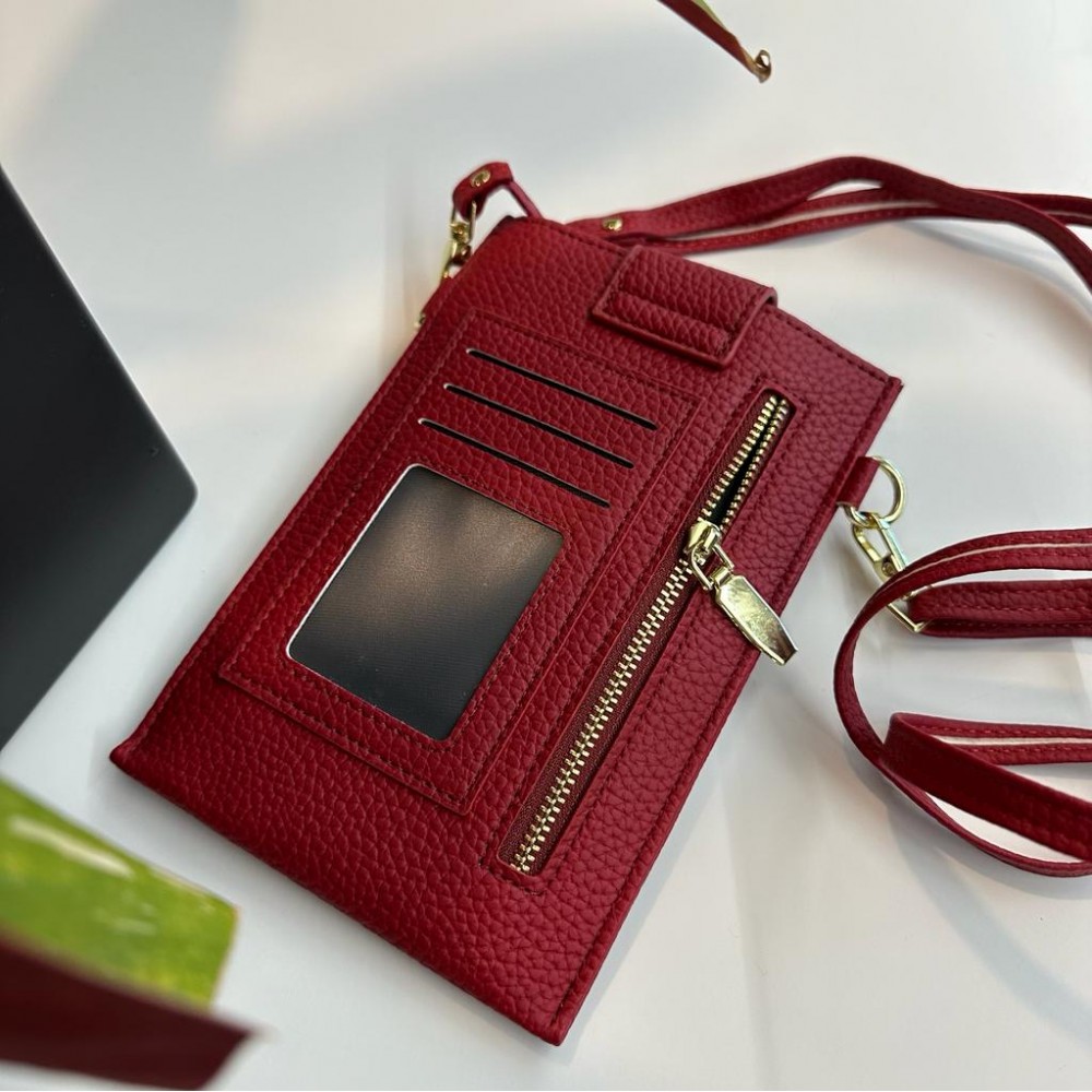 Etui universel élégant pour smartphone jusqu'à 6,7 pouces en similicuir avec portefeuille - Rouge