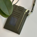 Elegantes umhänge Etui universel für Smartphone bis 6.7 Zoll aus Kunstleder mit Brieftasche - Grün