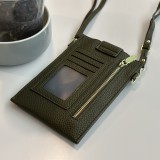 Elegantes umhänge Etui universel für Smartphone bis 6.7 Zoll aus Kunstleder mit Brieftasche - Grün