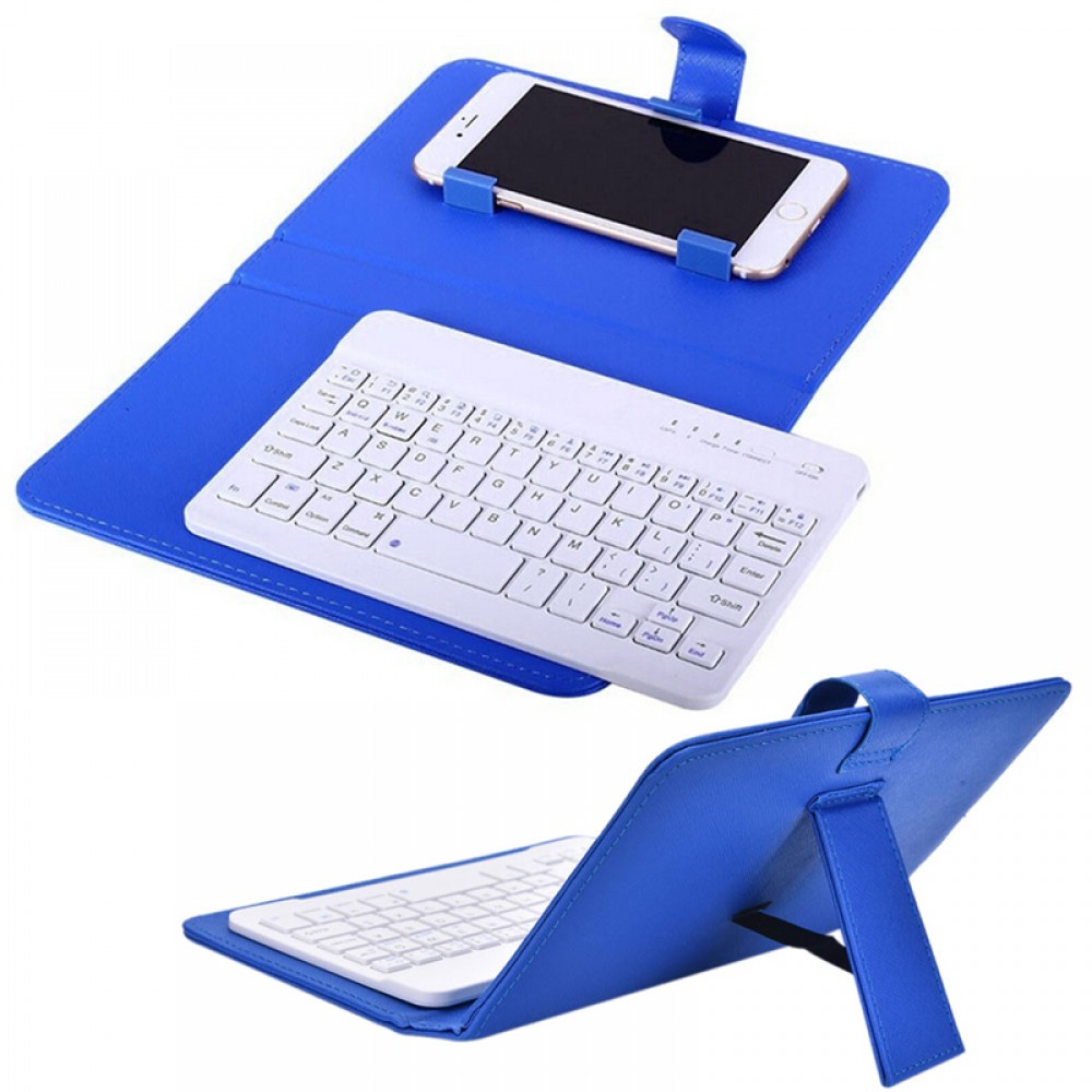 Étui universel pour smartphone avec clavier Bluetooth amovible - Bleu