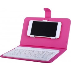 Étui universel pour smartphone avec clavier Bluetooth amovible - Rose foncé