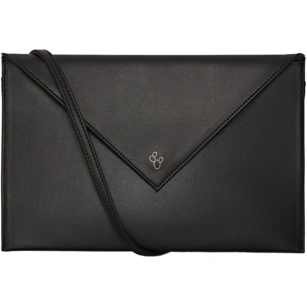 First Pochette mini sac à main en véritable cuir de cactus et 2 lanières intégrées - Noir