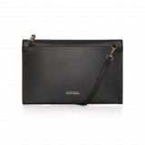 First Pochette Mini-Handtasche aus echtem Kaktusleder und 2 integrierten Riemen - Schwarz