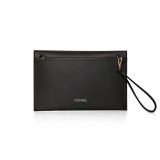 First Pochette mini sac à main en véritable cuir de cactus et 2 lanières intégrées - Noir