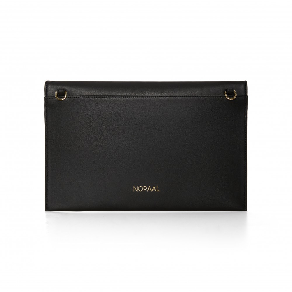 First Pochette mini sac à main en véritable cuir de cactus et 2 lanières intégrées - Noir