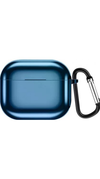 Fourre AirPods 3 - Shiny coque silicone electroplate TPU avec mousqueton - Bleu foncé