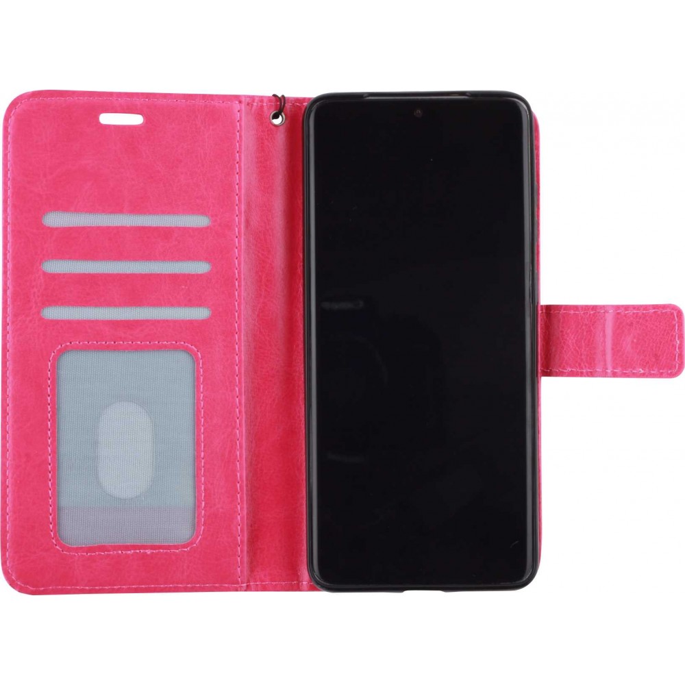 Hülle Samsung Galaxy S21 FE 5G - Premium Flip Leder Tasche - Dunkelrosa