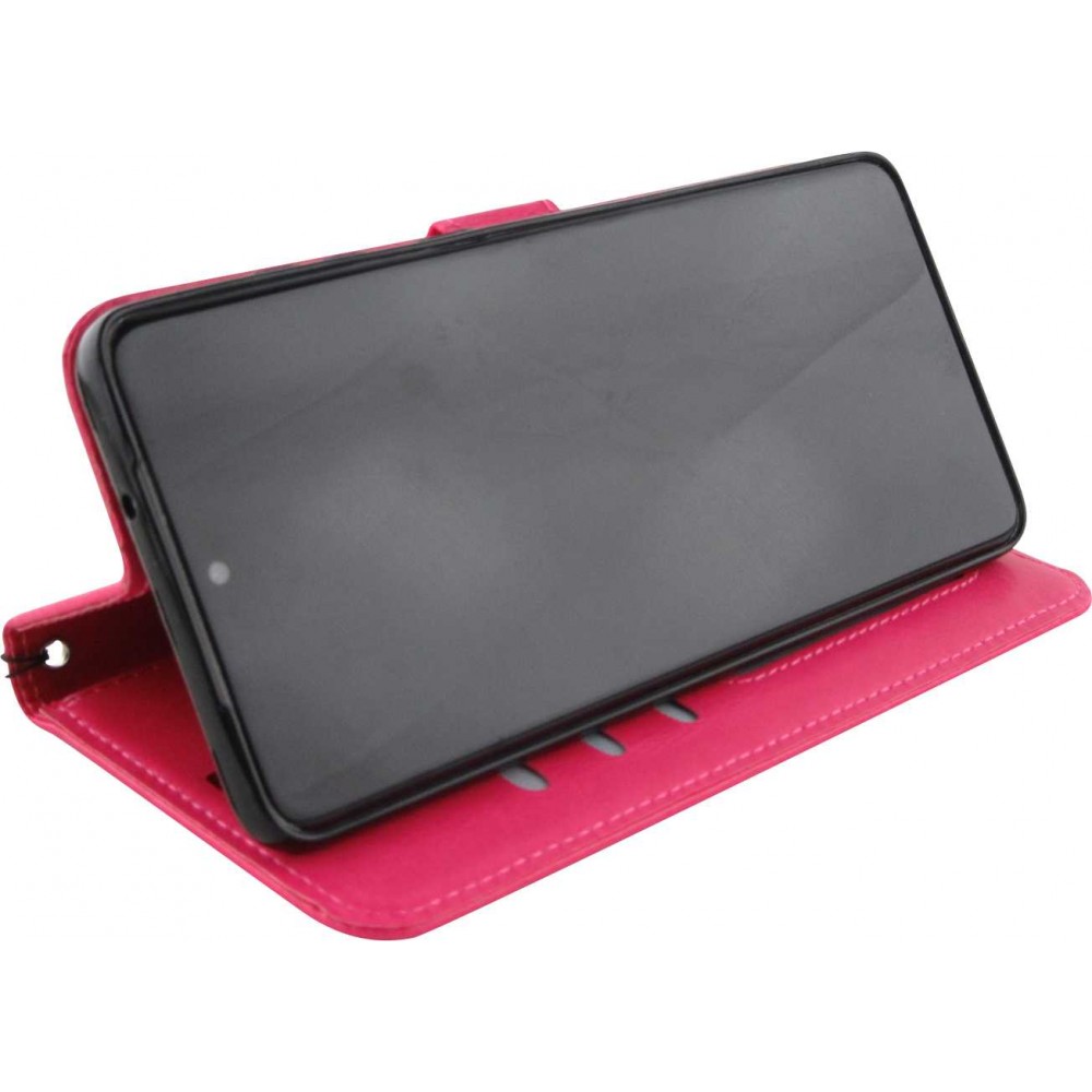 Hülle Samsung Galaxy S21 FE 5G - Premium Flip Leder Tasche - Dunkelrosa