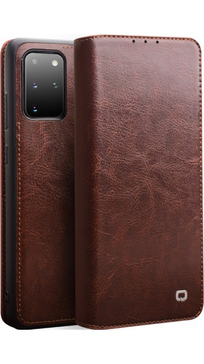 Fourre Samsung Galaxy S20 - Flip Qialino cuir véritable - Brun