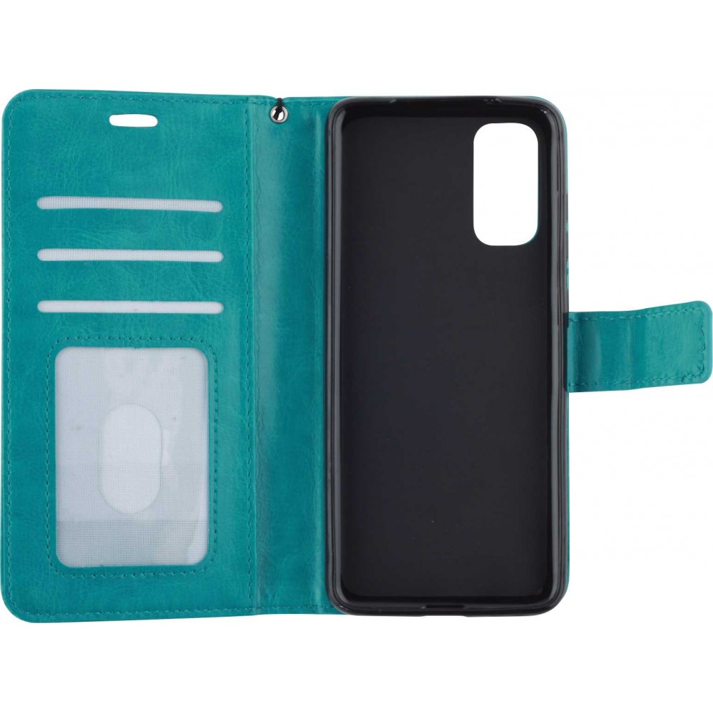Fourre Samsung Galaxy S24 - Premium Flip cuir lisse porte-cartes - Turquoise