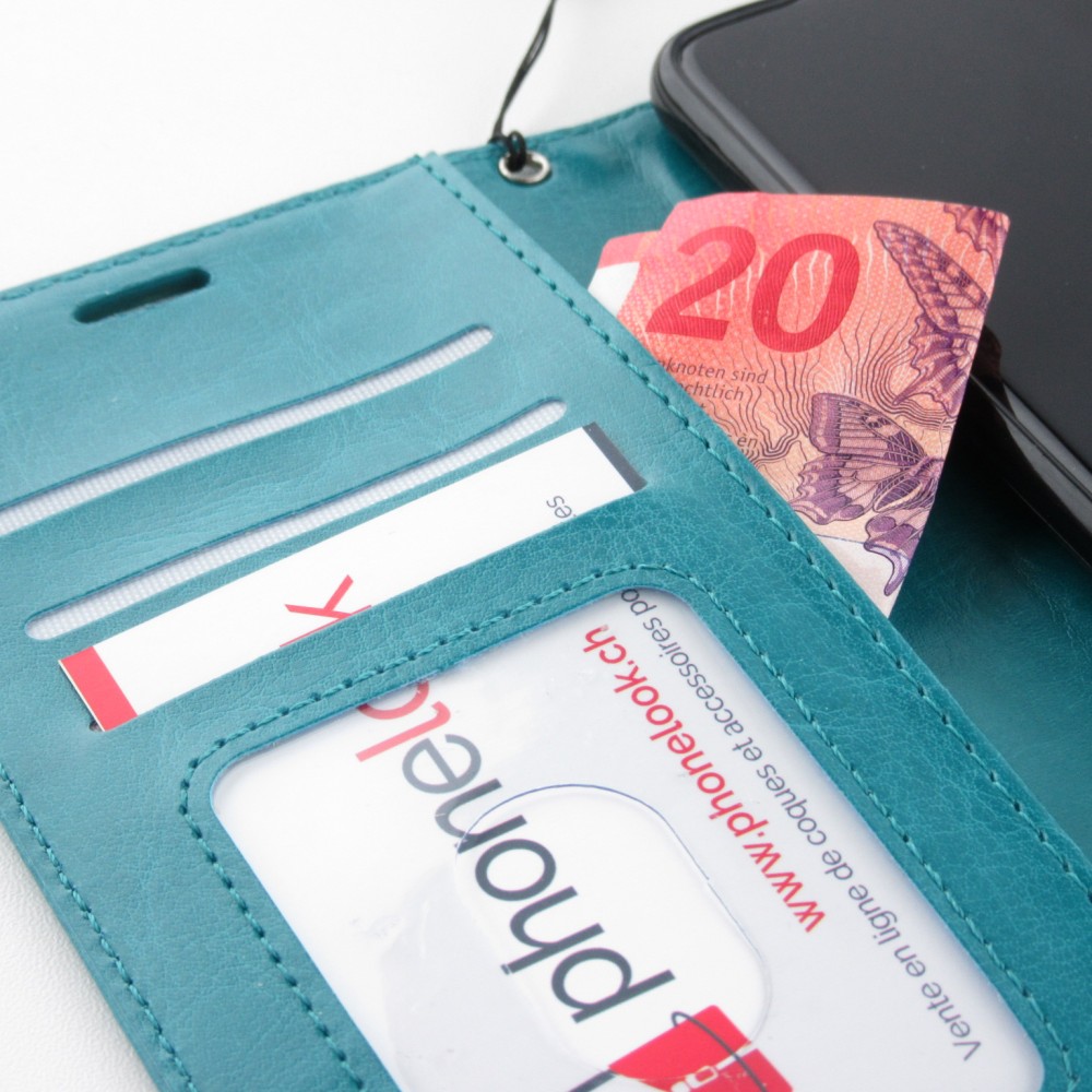 Fourre Samsung Galaxy S24 - Premium Flip cuir lisse porte-cartes - Turquoise