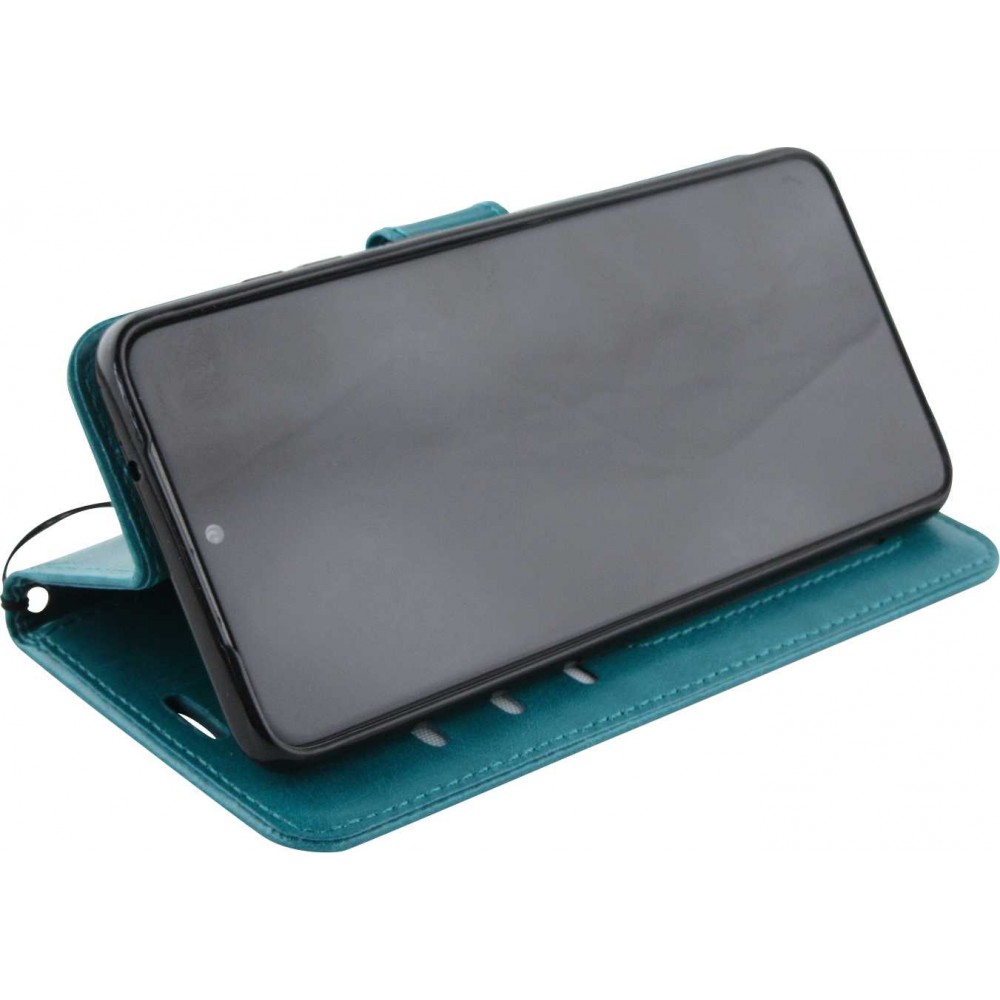 Fourre Samsung Galaxy S24 - Premium Flip cuir lisse porte-cartes - Turquoise