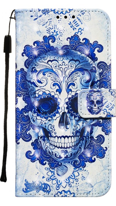 Fourre Samsung Galaxy S20 Ultra - Flip 3D Skull - Bleu clair