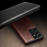 Fourre Samsung Galaxy S24+ - Flip Qialino cuir véritable - Brun