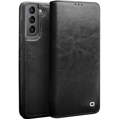 Fourre Samsung Galaxy S23+ - Flip Qialino cuir véritable - Noir