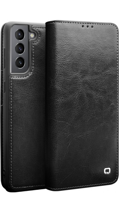 Fourre Samsung Galaxy S20+ - Flip Qialino cuir véritable - Noir