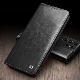 Fourre Samsung Galaxy S20+ - Flip Qialino cuir véritable - Noir