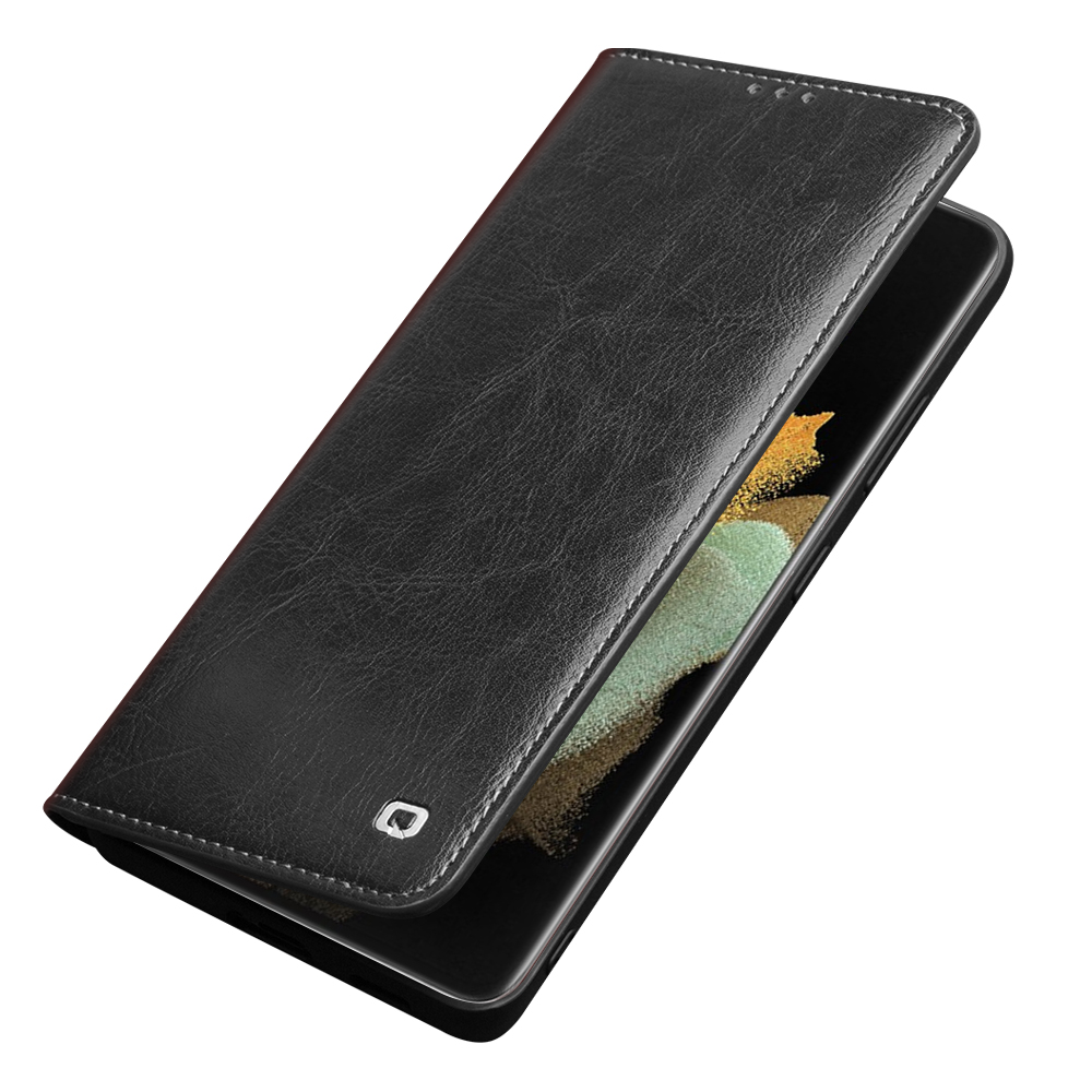 Fourre Samsung Galaxy S23 Ultra - Flip Qialino cuir véritable - Noir