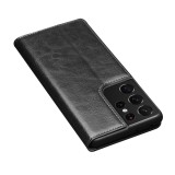 Fourre Samsung Galaxy S24 Ultra - Flip Qialino cuir véritable - Noir