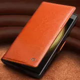 Fourre Samsung Galaxy S23 - Flip Qialino cuir véritable avec fermeture magnétique - Noir