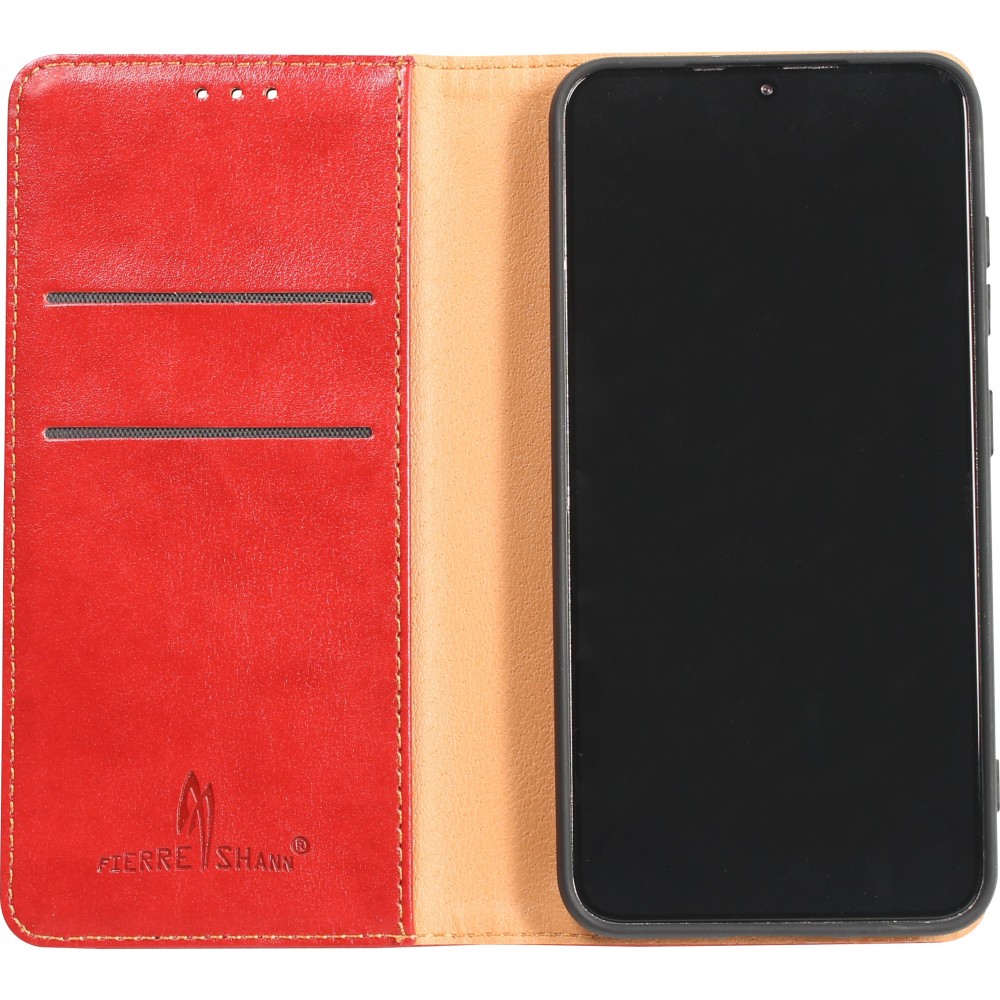 Galaxy S23 Case Hülle - Flip Fierre Shann Echtleder - Rot