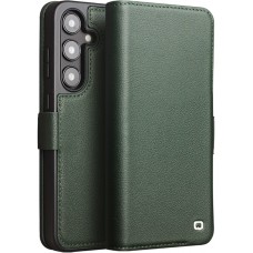 Fourre Samsung Galaxy S24 - Flip Qialino cuir véritable mat avec fermeture magnétique - Vert met