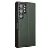 Samsung Galaxy S25 Ultra Case Hülle - Flip Qialino Echtleder matt mit magnetischem Verschluss - Mattgrün