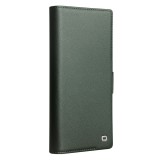 Samsung Galaxy S25 Ultra Case Hülle - Flip Qialino Echtleder matt mit magnetischem Verschluss - Mattgrün
