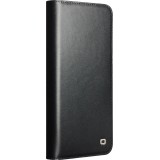 Samsung Galaxy S25+ Case Hülle - Qialino Flip Matt Wallet Echtleder - Schwarz