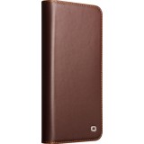 Fourre Samsung Galaxy S25 - Flip Qialino Matt Wallet cuir véritable - Brun