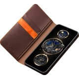 Fourre Samsung Galaxy S25 - Flip Qialino Matt Wallet cuir véritable - Brun