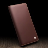 Fourre Samsung Galaxy S25 - Flip Qialino Matt Wallet cuir véritable - Brun