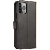 Galaxy S25 Case Hülle - Leder Flip Case mit Magnetverschluss - Schwarz