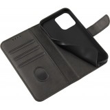 Galaxy S25 Case Hülle - Leder Flip Case mit Magnetverschluss - Schwarz