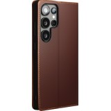 Fourre Samsung Galaxy S25 Ultra - Flip Qialino Matt Wallet cuir véritable - Brun