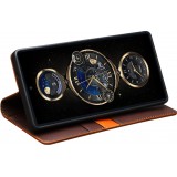Fourre Samsung Galaxy S25 Ultra - Flip Qialino Matt Wallet cuir véritable - Brun