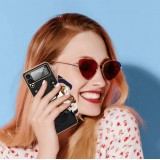 Galaxy Z Flip4 Case Hülle - Fashion Designer Schutzhülle Kunstleder in Handtaschenform - Rosa