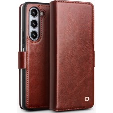 Samsung Galaxy Z Fold6 Case Hülle - Flip Qialino Echtleder mit magnetischem Verschluss - Dunkelbraun
