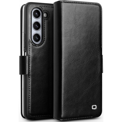 Samsung Galaxy Z Fold5 Case Hülle - Flip Qialino Echtleder mit magnetischem Verschluss - Schwarz
