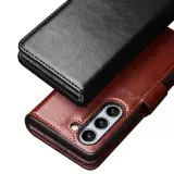 Samsung Galaxy Z Fold5 Case Hülle - Flip Qialino Echtleder mit magnetischem Verschluss - Schwarz