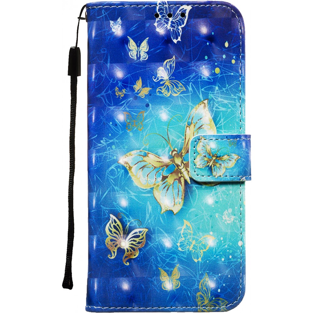 Hülle iPhone 11 - Flip 3D goldene Schmetterlinge