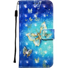 Hülle iPhone 11 - Flip 3D goldene Schmetterlinge
