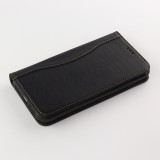 Fourre iPhone 13 mini - Flip Fierre Shann cuir véritable - Noir